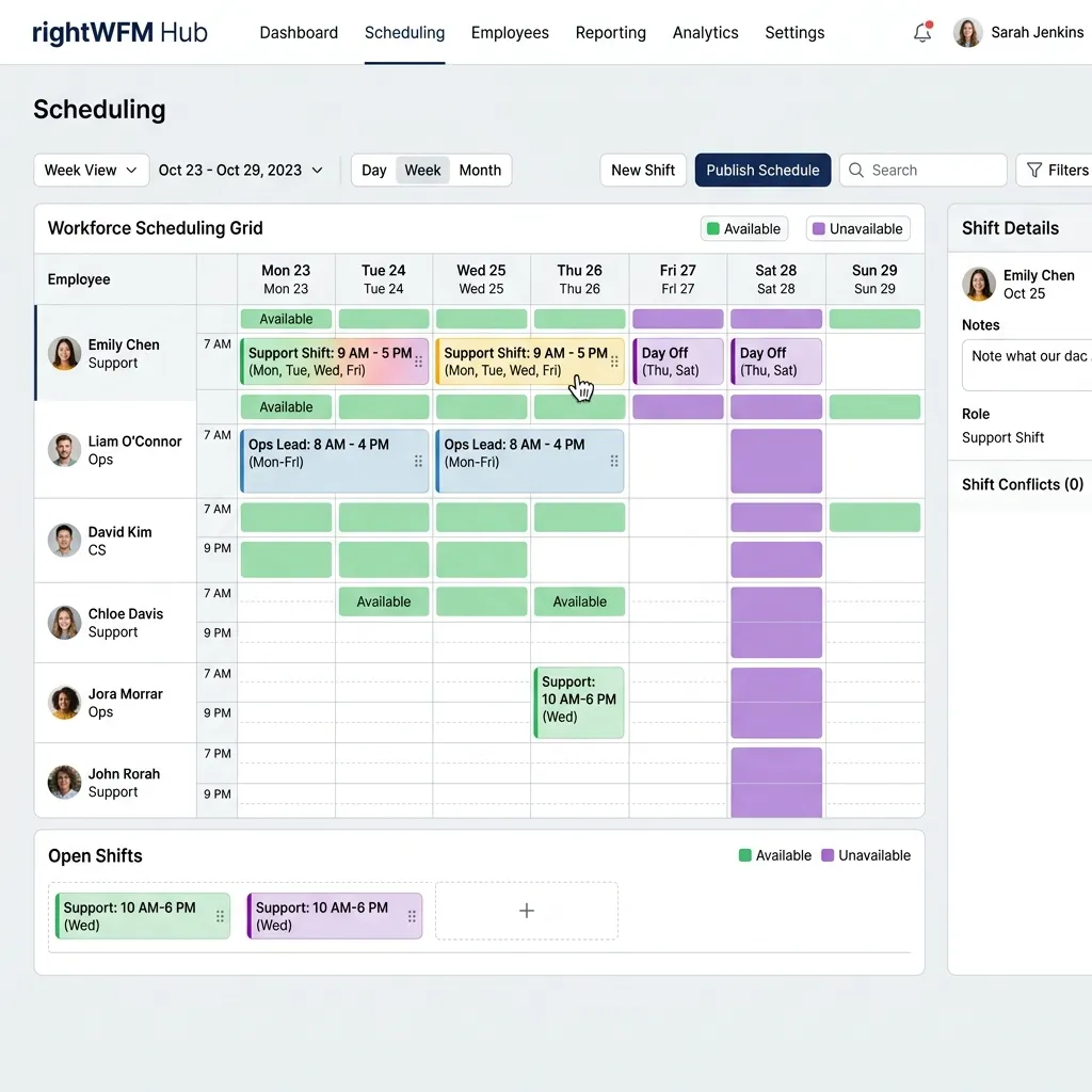 rightWFM Hub Interface Mockup